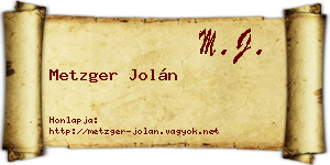 Metzger Jolán névjegykártya